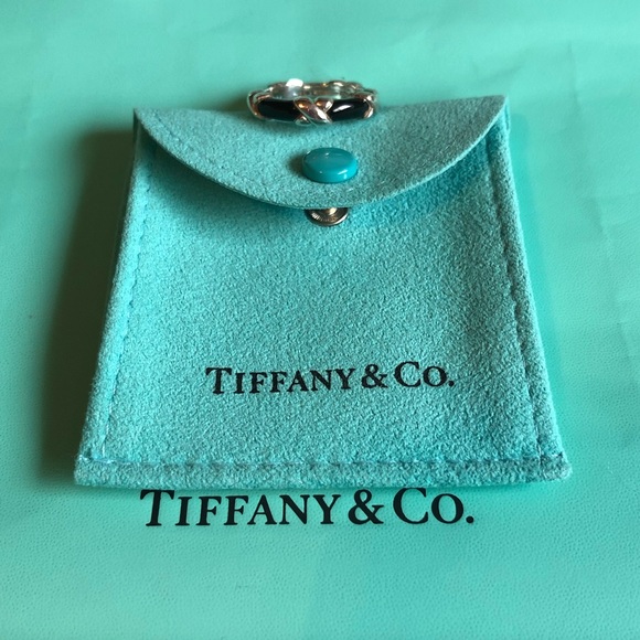 Tiffany Signature Stacking Black Enamel X Band—6.5 - Picture 6 of 8